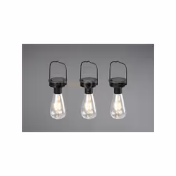 CAMPUS KIT 3 LAMPADE LED DA APPENDERE NERE DA ESTERNO IP44 SOLARE RICARICABILE CON SENSORE CREPUSCOLARE H. 16CM