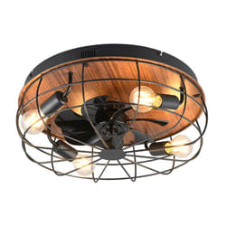 Trio - Ventilatore Plafoniera a Soffitto Trondheim Base Effetto Legno