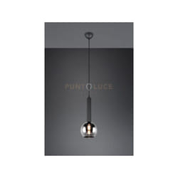 Trio Lighting - Sospensione clayton vetro fumè cromato D.20cm e metallo nero 310300132