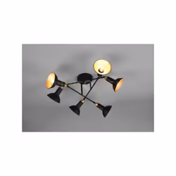 ROXIE PLAFONIERA 6 DIFFUSORI ORIENTABILI METALLO NERO E ORO D. 66CM