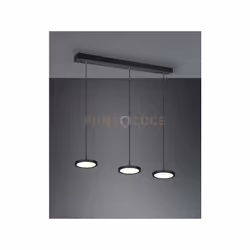 TRAY SOSPENSIONE LED DIMMERABILE 3 DIFFUSORI IN METALLO NERO L. 90CM