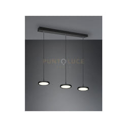 Sospensione TRAY LED dimmerabile 3 diffusori L.90cm metallo nero 340910332