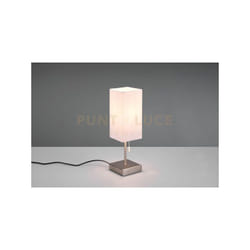 Reality Leuchten - Lampada ole con interruttore a corda e doppia porta usb H.30cm paralume bianco colore acciaio R51061007