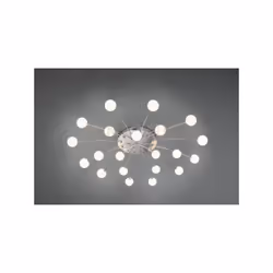 BULLET PLAFONIERA LED METALLO ACCIAIO CON 21 DIFFUSORI VETRO BIANCO DIMMERABILE CON INTERRUTTORE A PARETE D. 97CM