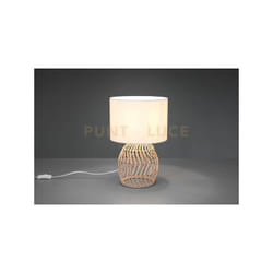 Reality Leuchten - Lampada da tavolo Rike H.38cm in rattan con paralume bianco effetto naturale R51131036