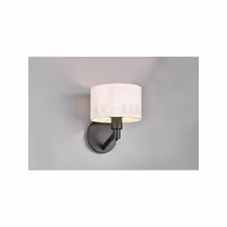 CASSIO Applique a parete METALLO NERO CON PARALUME BIANCO ED INTERRUTTORE H. 27,9CM