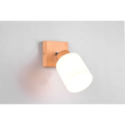 Assam spot touchdimmerngolo base legno con vetro bianco h. 23,7cm