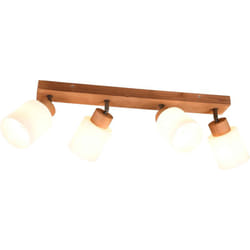 Reality Leuchten - Barra 4 luci, legno e vetri bianchi, l 60 cm, Assam