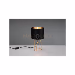 GRACE LAMPADA DA TAVOLO METALLO ORO CON PARALUME VELLUTO NERO E ORO H. 34CM