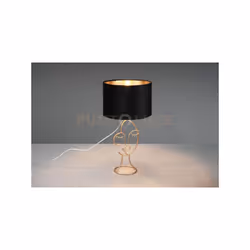 MARY LAMPADA DA TAVOLO METALLO ORO CON PARALUME VELLUTO NERO E ORO H. 45,5CM