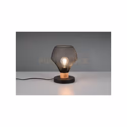VALERIA LAMPADA DA TAVOLO METALLO GABBIA NERA CON PARTICOLARE IN LEGNO NATURALE H. 25CM