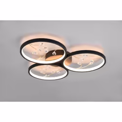 groovy plafoniera led 3 cerchi con decori gemme nera funzione regolazione intensita' interruttore a parete l. 62cm groovy pla ...