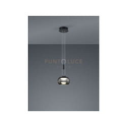 Sospensione madison led metallo nero e vetro sfera Fumè cromato 342010132