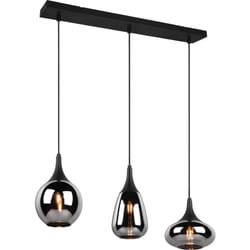 Trio Lighting - Lampada a sospensione 3 luci, nero opaco e cromato, L68 cm, Lumina