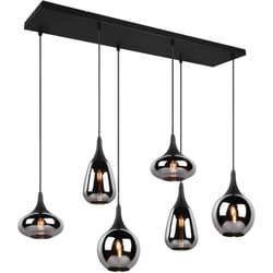 Trio Lighting - Lampada a sospensione 6 luci, nero opaco e cromato, L93 cm, Lumina