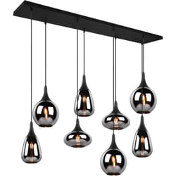 Lampada a sospensione 6 luci, nero opaco e cromato, l 121 cm, Lumina
