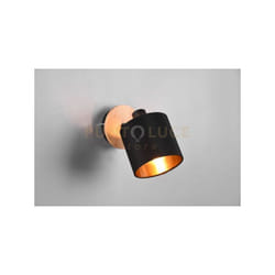 Trio - Faretti e portafaretti tommy Faretti e portafaretti singolo base legno h. 18,5CM con paralume nero e oro R81331030