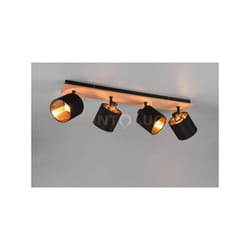 Reality Leuchten - Barra tommy barra 4 Faretti e portafarettis legno paralumi nero e oro R81334030