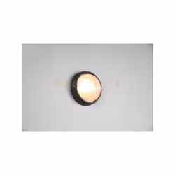 TOROLO PLAFONIERA Applique a parete DA ESTERNO TONDA FUSIONE DI ALLUMINIO NERA E VETRO SATINATO D. 19CM IP44