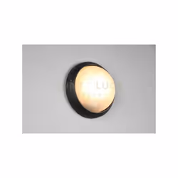 TOROLO PLAFONIERA Applique a parete DA ESTERNO TONDA FUSIONE DI ALLUMINIO NERA E VETRO SATINATO D. 25,8CM IP44