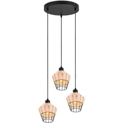Lampada a sospensione 3 luci, rattan, finitura naturale, D41 cm, Borka