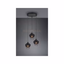 BORKA SOSPENSIONE 3 DIFFUSORI IN RATTAN COLORE NERO OPACO D. 41CM