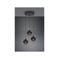 Reality Leuchten - Sospensione borka 3 diffusori in rattan colore nero opaco R31263302