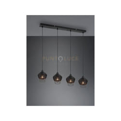 Sospensione borka 4 diffusori in rattan colore nero opaco R31264002