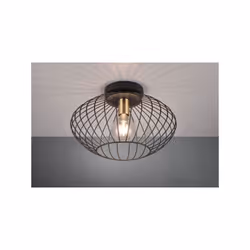 GRID PLAFONIERA METALLO GABBIA NERA E OTTONE D. 40CM
