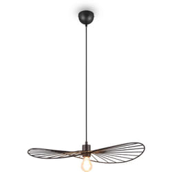 Trio - Lampada a sospensione, metallo, nero opaco, D60 cm, Chapeau