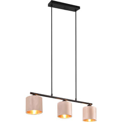 Lampada a sospensione, metallo e velluto, nero e tortora, l 66 cm, Julieta