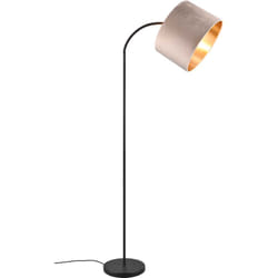 Trio Lighting - Lampada da terra, metallo e velluto, nero e beige, h 156 cm, Julieta