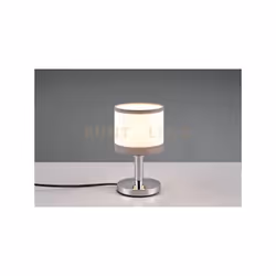 DAVOS LAMPADA DA TAVOLO METALLO CROMATO PARALUME BIANCO E GRIGIO H. 22CM