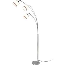 Reality Leuchten - Lampada da terra 3 luci, metallo e tessuto, cromo e bianco, H185 cm, Davos