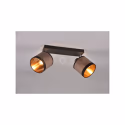 DAVOS BARRA 2 Faretti e portafarettiS ORIENTABILI METALLO CROMATO PARALUMI TORTORA E ORO L. 35CM