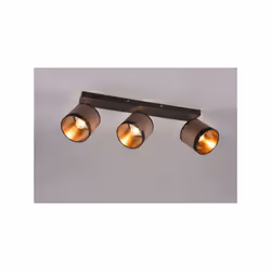 DAVOS BARRA 3 Faretti e portafarettiS ORIENTABILI METALLO CROMATO PARALUMI TORTORA E ORO L. 58CM