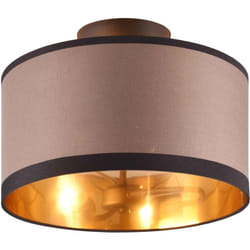 Reality Leuchten - Plafoniera 2 luci, metallo e tessuto, nero e taupe, D30 cm, Davos