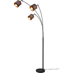 Lampada da terra 3 luci, metallo e tessuto, nero e taupe, H185 cm, Davos
