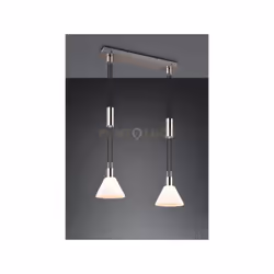 STANLEY SOSPENSiONE METALLO ACCIAIO CON 2 DIFFUSORI VETRO BIANCO CON SISTEMA SALISCENDI L. 55CM
