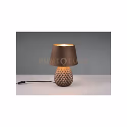 ARIANA LAMPADA DA TAVOLO CERAMICA CON PARALUME EFFETTO VELLUTO MARRONE H. 35CM