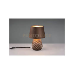 Reality Leuchten - lampada da tavolo ariana in ceramica con paralume effetto velluto marrone R51531926