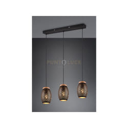 Reality Leuchten - Sospensione bidar 3 diffusori metallo nero e oro R31573080