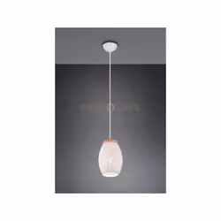 BIDAR SOSPENSIONE METALLO BIANCO TAGLIO LASER CON INSERTO IN LEGNO D. 15CM