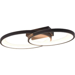Reality Leuchten - Plafoniera led, metallo, nero opaco, L57 cm, Malaga