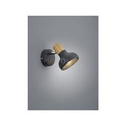 Reality Leuchten - Spot singolo metallo nero e effetto legno Latika R81521032