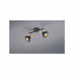 LATIKA BARRA 2 Faretti e portafarettiS METALLO NERO ED EFFETTO LEGNO L. 30CM