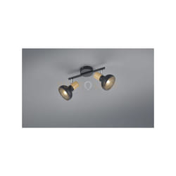 Reality Leuchten - Barra 2 spots latika metallo nero e effetto legno R81522032