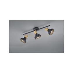 Reality Leuchten - Barra 3 spots latika metallo nero e effetto legno R81523032