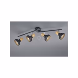 LATIKA BARRA 4 Faretti e portafarettiS METALLO NERO ED EFFETTO LEGNO L. 71CM