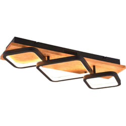 Trio Lighting - Plafoniera led, metallo e legno, nero e finitura naturale, l 67 cm, Rama